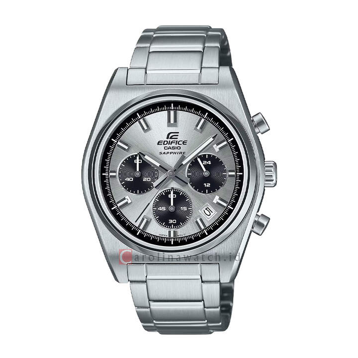 Jam Tangan Casio Edifice Standard Chronograph EFB-730D-7A Men Silver Dial Stainless Steel Strap