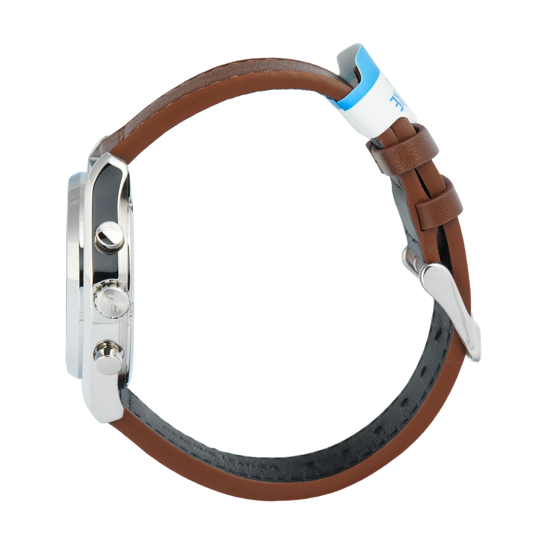 Jam Tangan Casio Edifice Standard Chronograph EFB-730L-7A Men Beige Dial Brown Leather Band