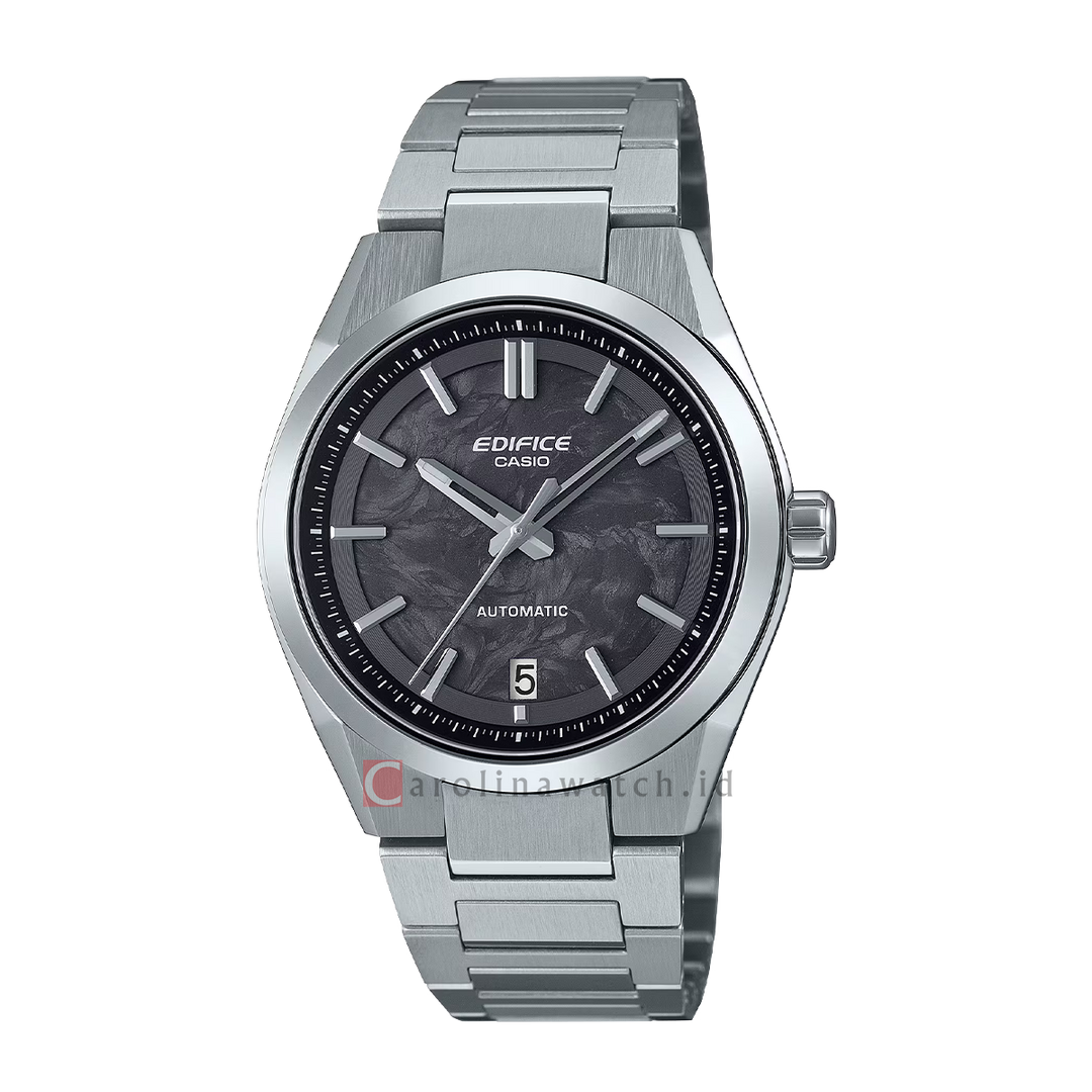 Jam Tangan Casio Edifice Forged Carbon EFK-100CD-1A Automatic Men Black Dial Stainless Steel Band