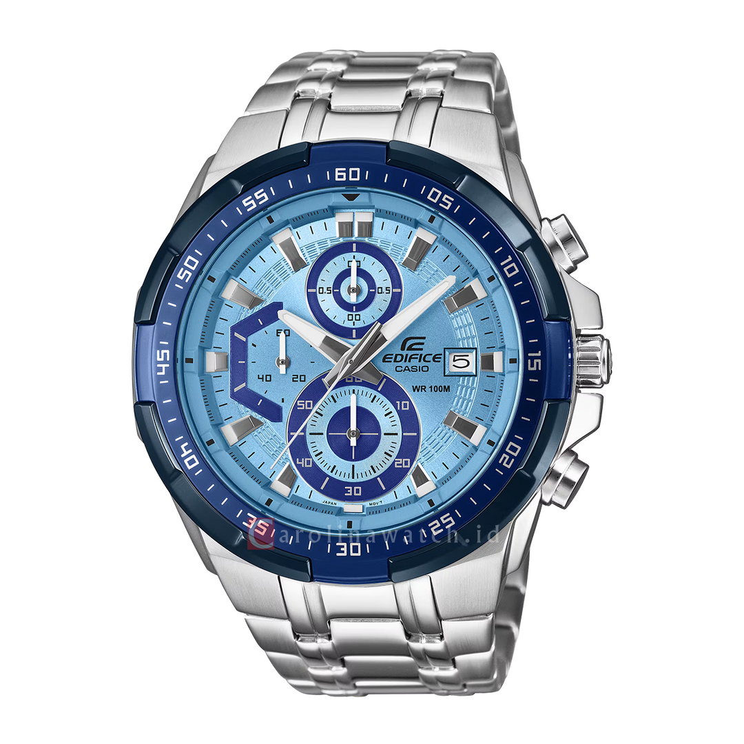 Jam Tangan Casio Edifice Standard Chronograph EFR-539DE-2A Men Blue Dial Stainless Steel Band