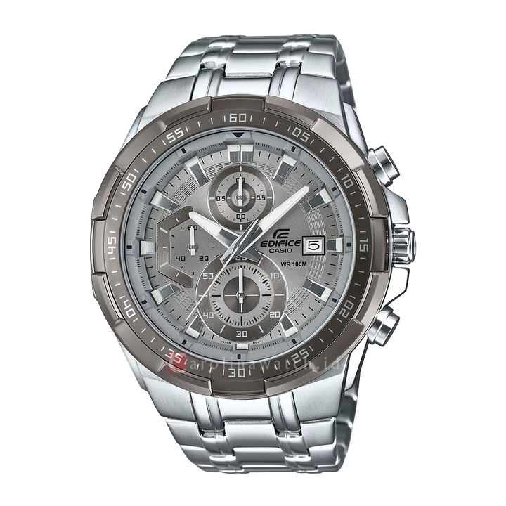 Jam Tangan Casio Edifice Standard Chronograph EFR-539DE-8A Men Grey Dial Stainless Steel Band
