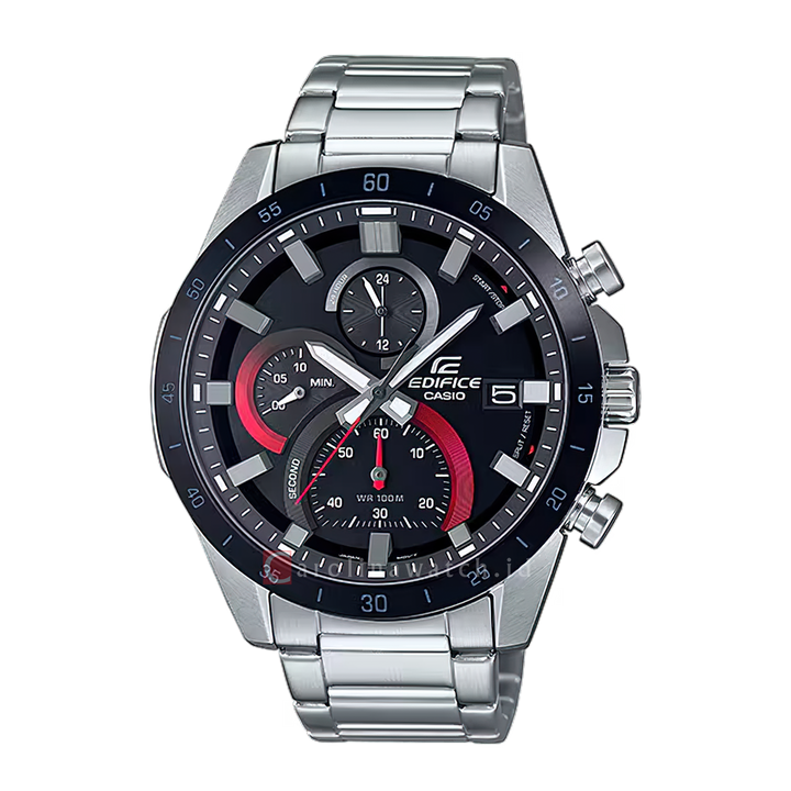 Jam Tangan Casio Edifice Standard EFR-571DB-1A1 Chronograph Men Black Dial Stainless Steel Band