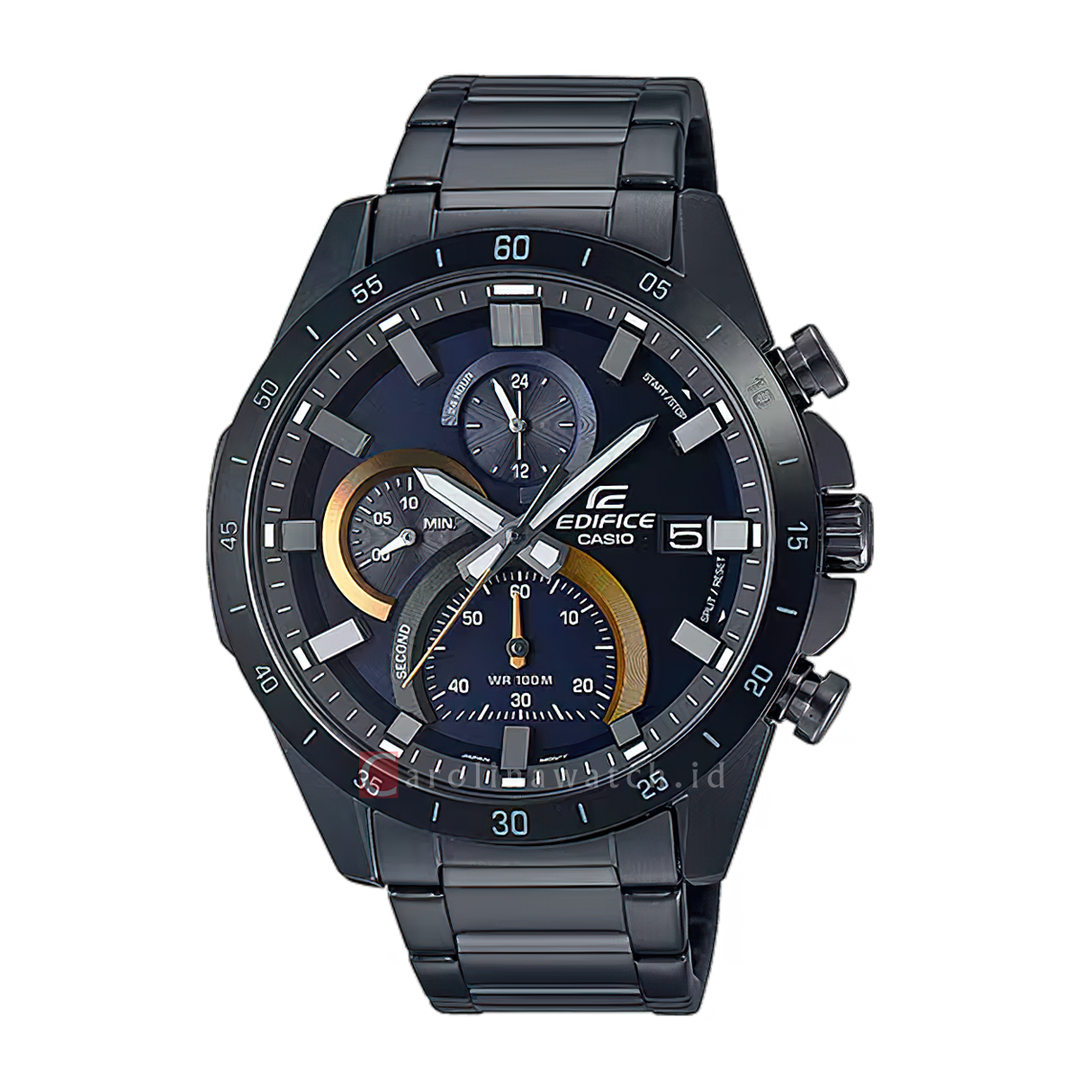 Jam Tangan Casio Edifice Standard EFR-571DC-2A Chronograph Men Black Dial Black Stainless Steel Band