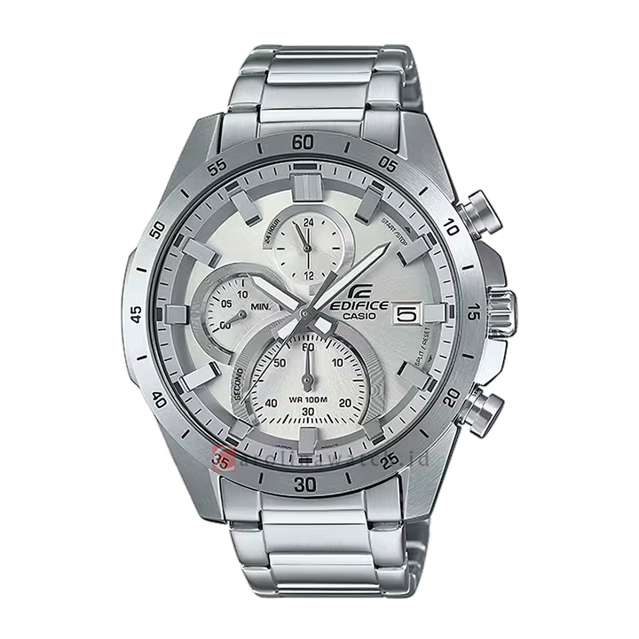 Jam Tangan Casio Edifice Standard EFR-571MD-8A Chronograph Men Silver Dial Stainless Steel Band