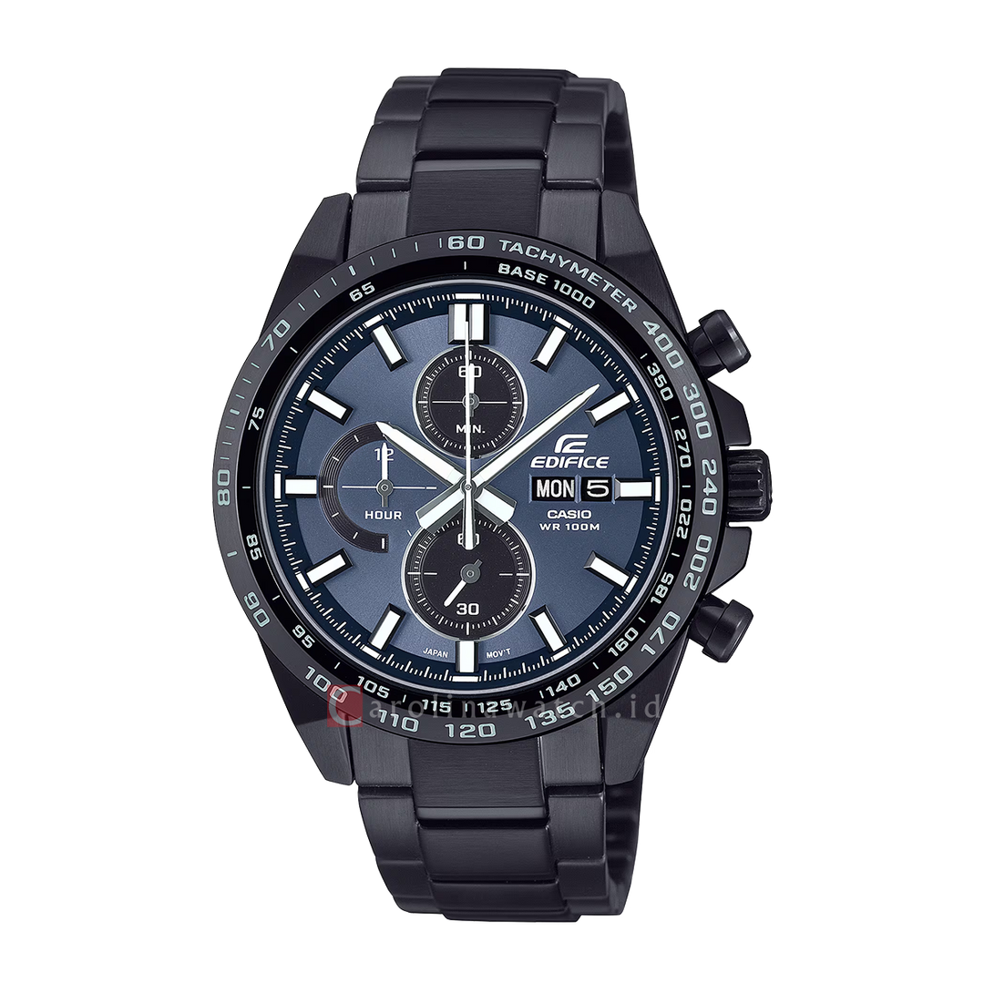 Jam Tangan Casio Edifice Standard Chronograph EFR-574DC-2A Men Blue Dial Black Stainless Steel Band