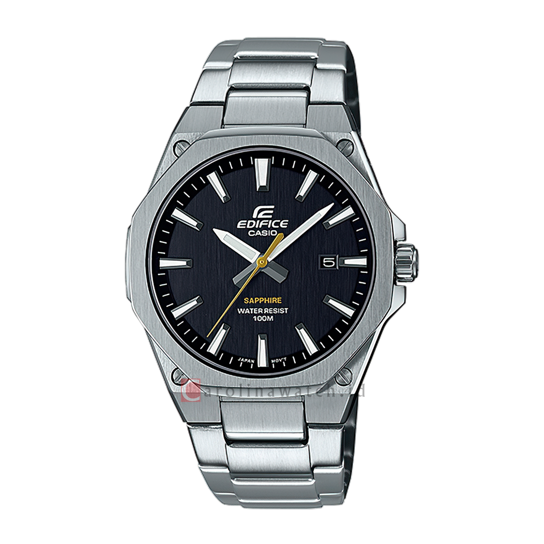 Jam Tangan Casio Edifice EFR-S108D-1A Men Black Dial Stainless Steel Band