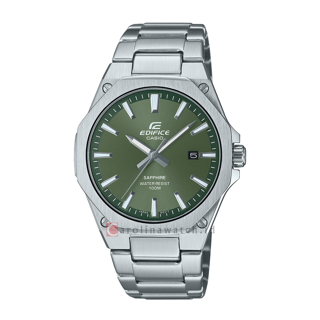 Jam Tangan Casio Edifice EFR-S108D-3A Men Olive Green Dial Stainless Steel Band
