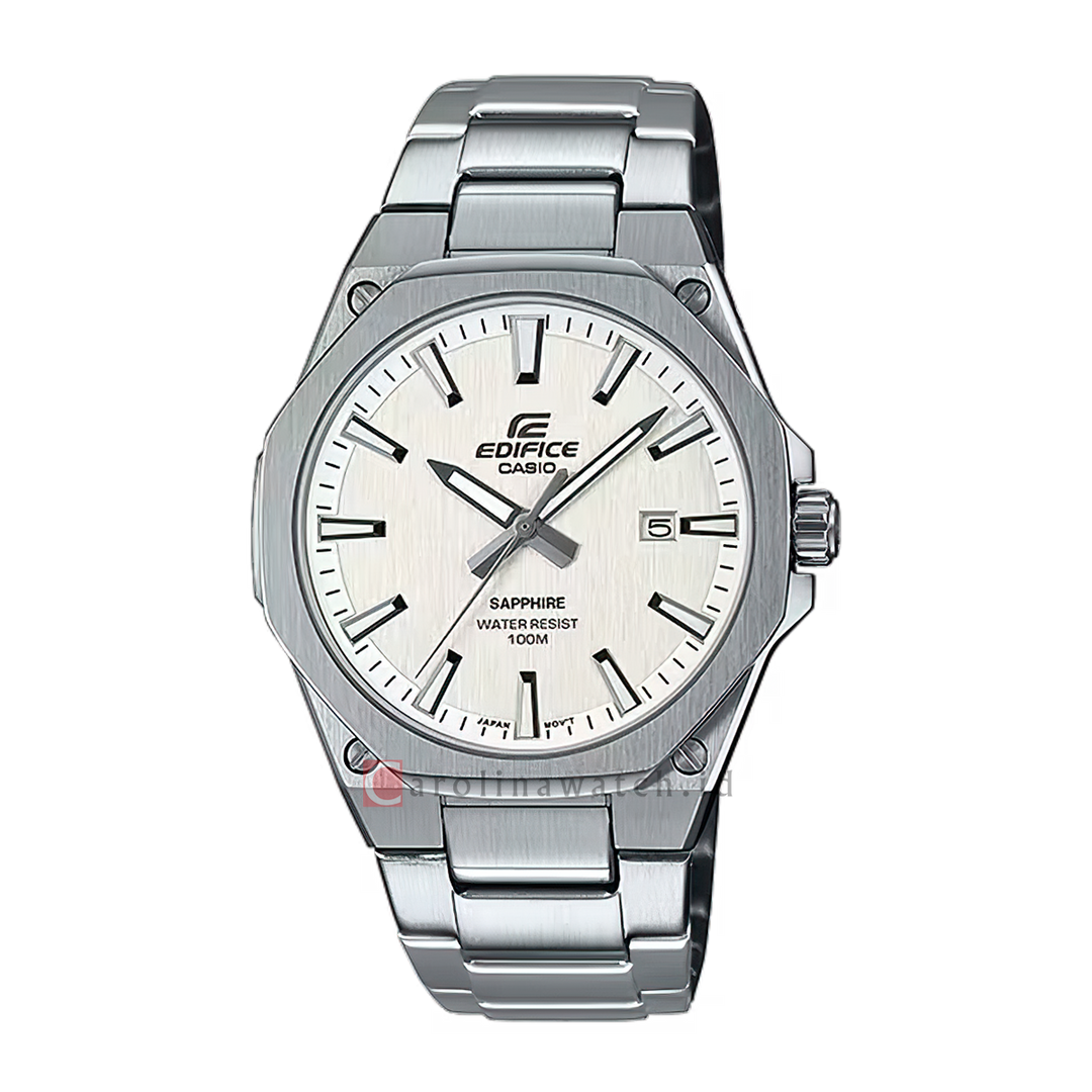Jam Tangan Casio Edifice EFR-S108D-7A Men White Dial Stainless Steel Band