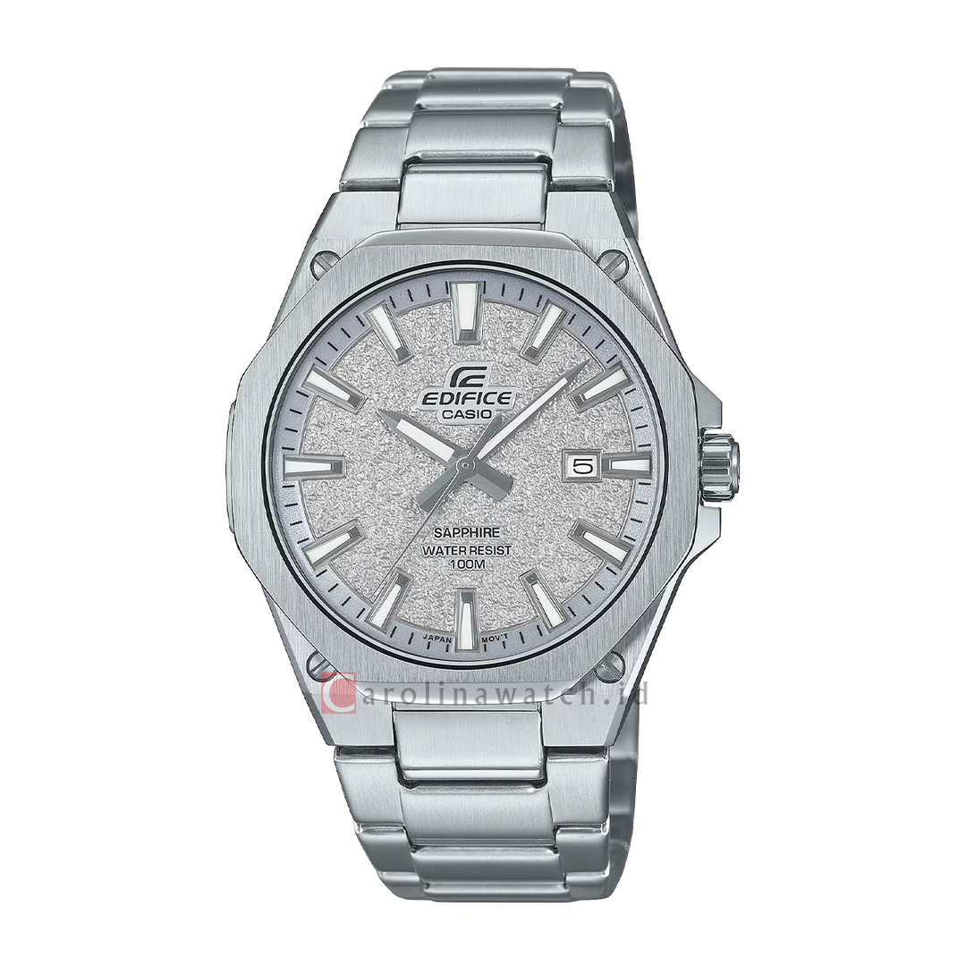 Jam Tangan Casio Edifice 3-Hand Analog EFR-S108DE-8A Sapphire Men Silver Dial Stainless Steel Band