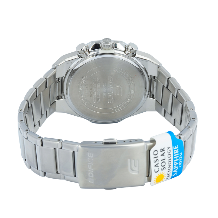 Jam Tangan Casio Edifice Slim Line EFS-S570D-1A Chronograph Tough Solar Men Black Dial Stainless Steel Band