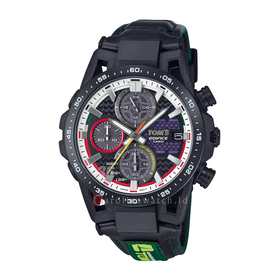 Jam Tangan Casio Edifice Sospensione X TOM'S 50th Anniv EFS-S641TMS-1A Men Analog Dial Black Leather Band (Limited Edition)