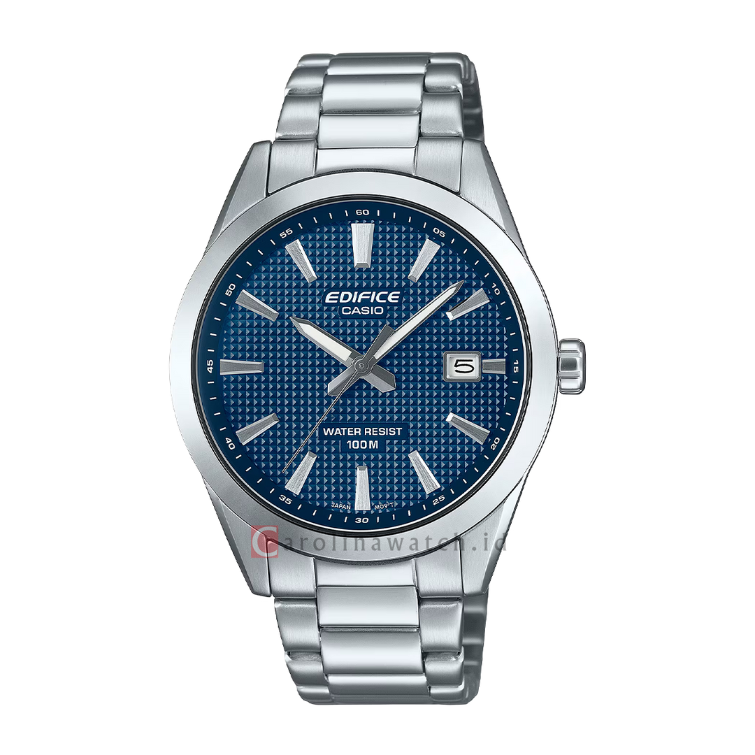 Jam Tangan Casio Edifice 3-Hand Analog EFV-160D-2A Men Blue Dial Stainless Steel Band