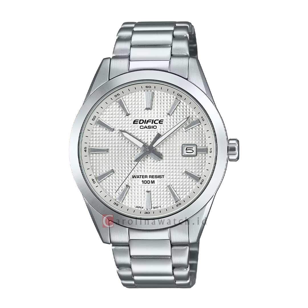 Jam Tangan Casio Edifice 3-Hand Analog EFV-160D-7A Men White Dial Stainless Steel Band