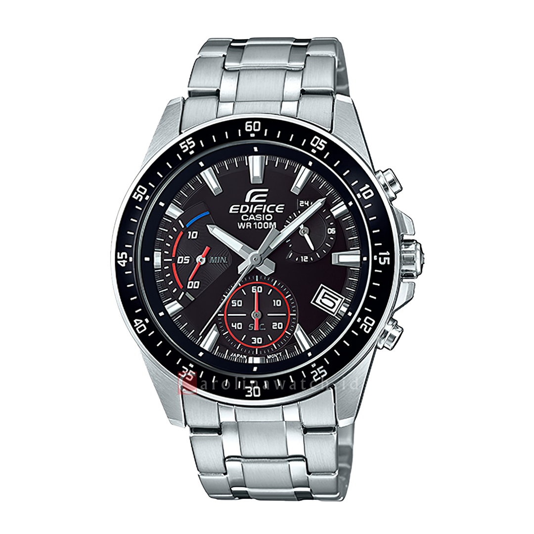 Jam Tangan Casio Edifice EFV-540D-1A Men Chronograph Black Dial Stainless Steel Band