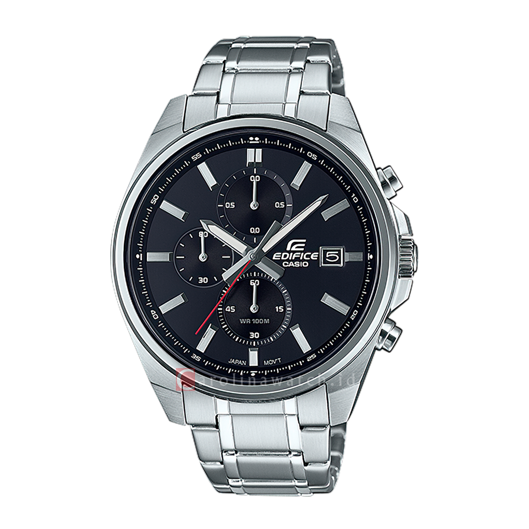 Jam Tangan Casio Edifice EFV-610D-1A Men Chronograph Black Dial Stainless Steel Band