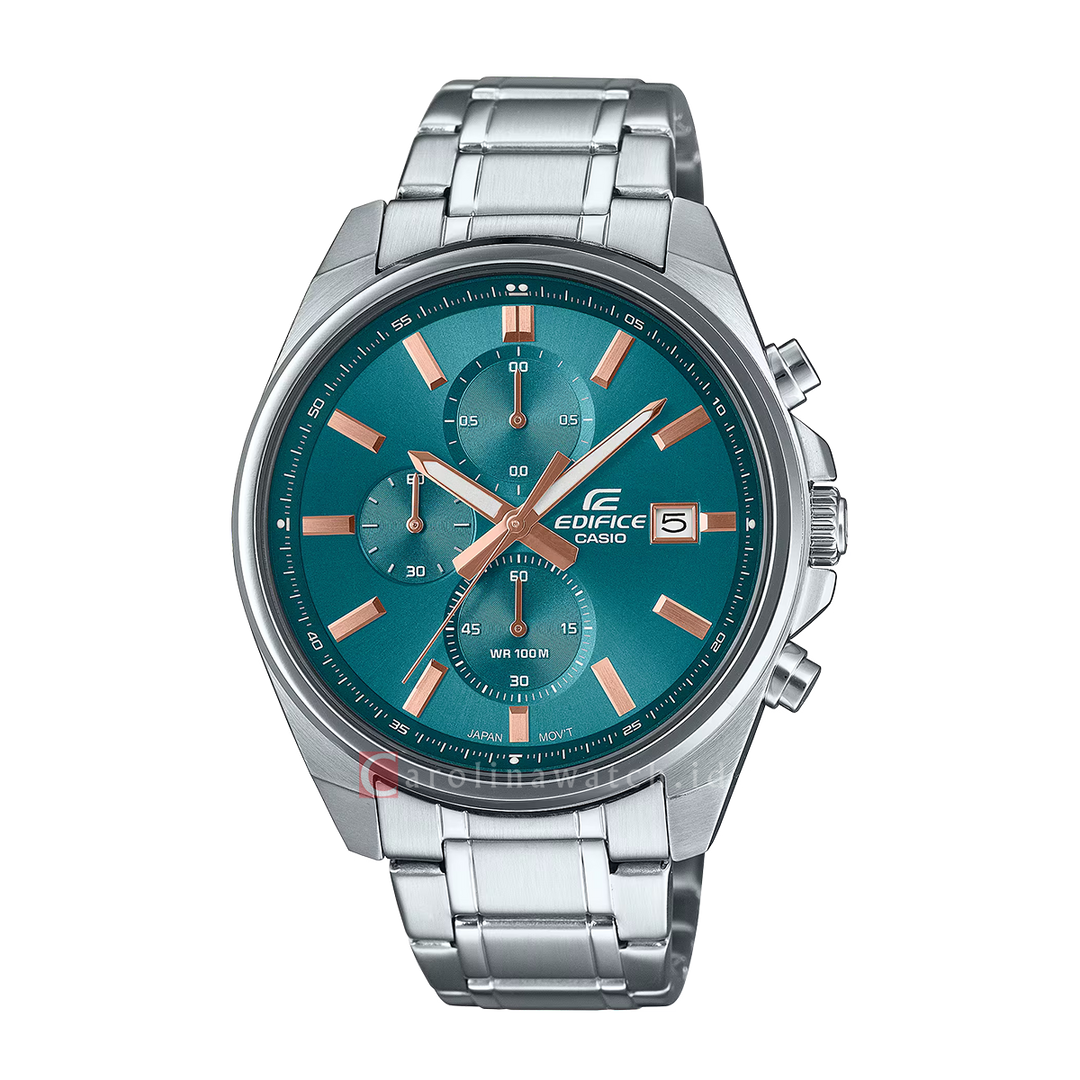 Jam Tangan Casio Edifice EFV-610DE-2A Men Chronograph Green Dial Stainless Steel Band
