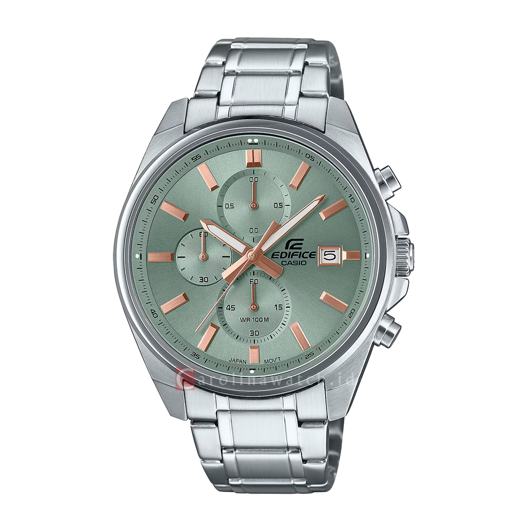 Jam Tangan Casio Edifice EFV-610DE-3A Men Chronograph Green Dial Stainless Steel Band