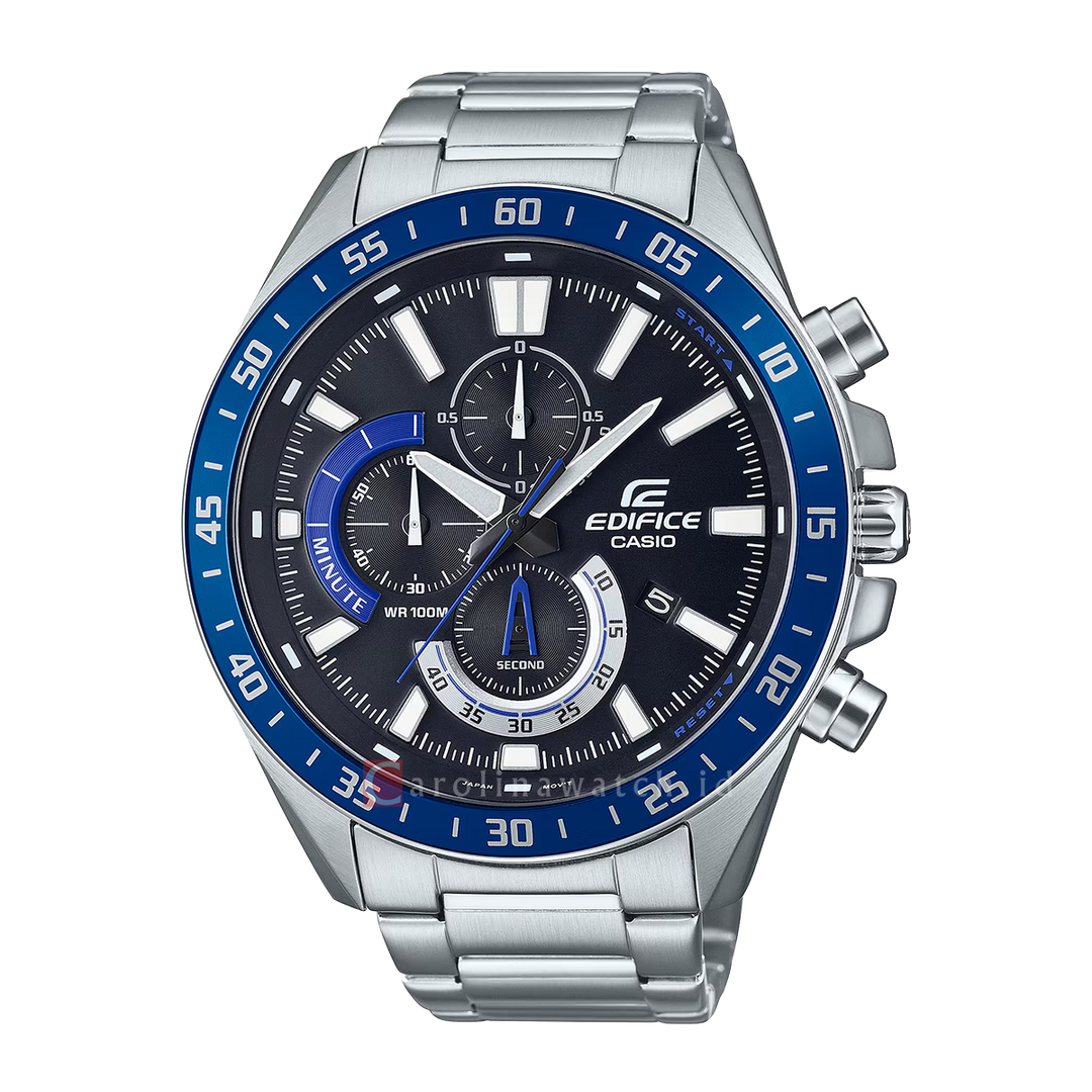 Jam Tangan Casio Edifice EFV-620D-1A2 Men Chronograph Blue Dial Stainless Steel Band