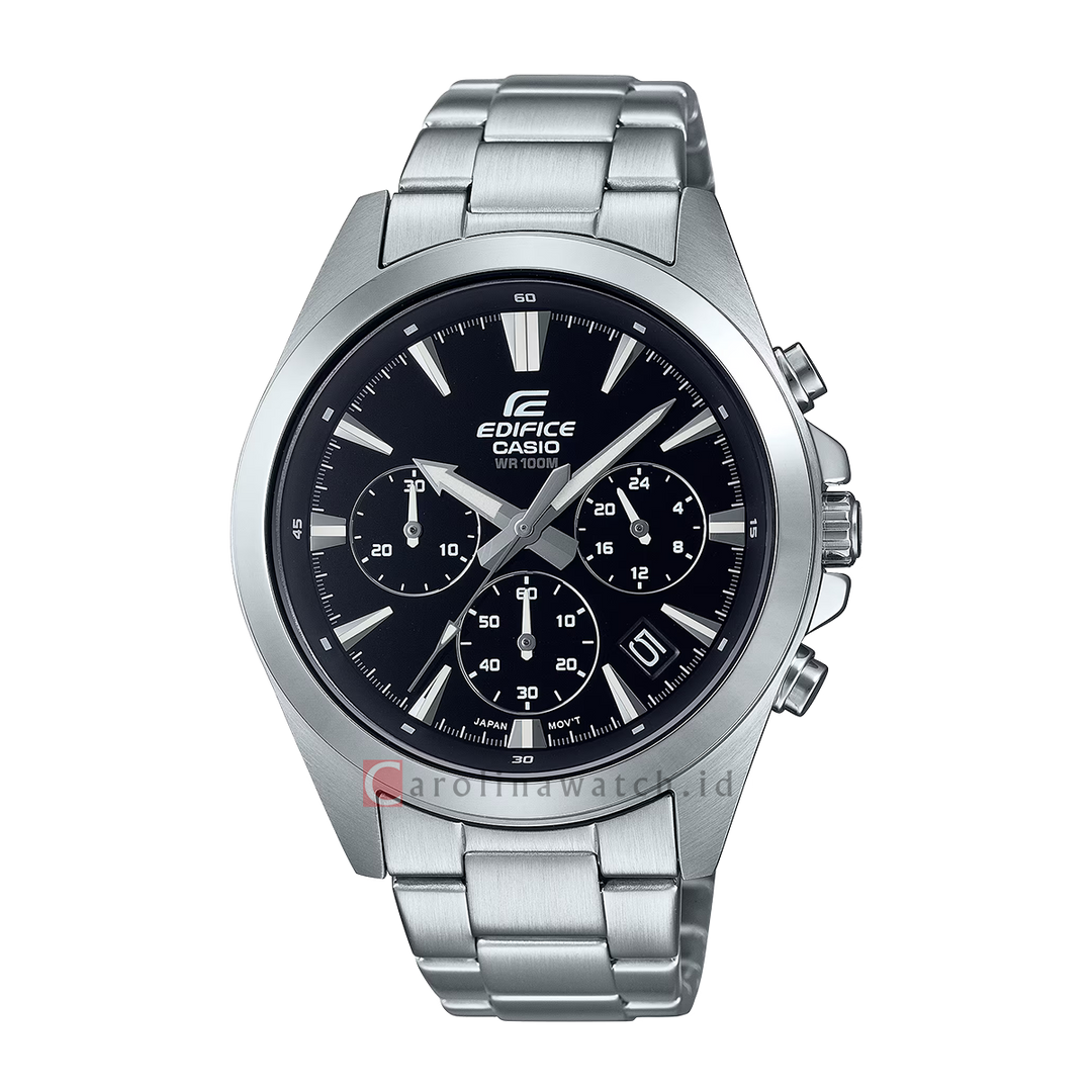 Jam Tangan Casio Edifice EFV-630D-1A Men Chronograph Black Dial Stainless Steel Band