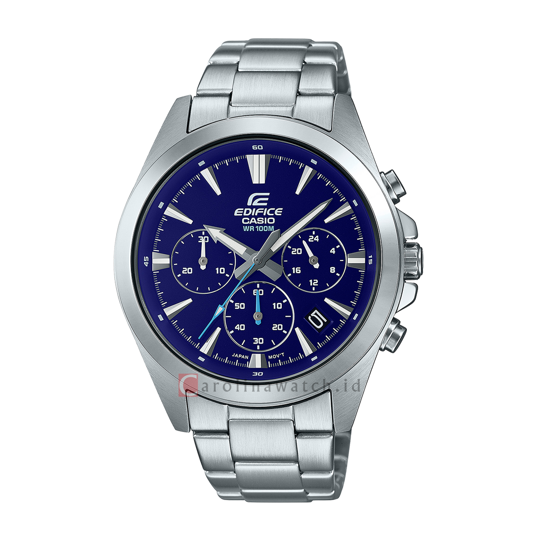 Jam Tangan Casio Edifice Standard Chronograph EFV-630D-2A Men Blue Dial Stainless Steel Strap