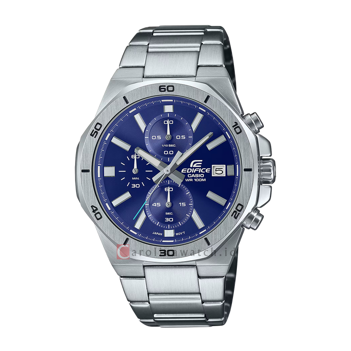 Jam Tangan Casio Edifice EFV-640D-2A Men Standard Chronograph Blue Dial Stainless Steel Band