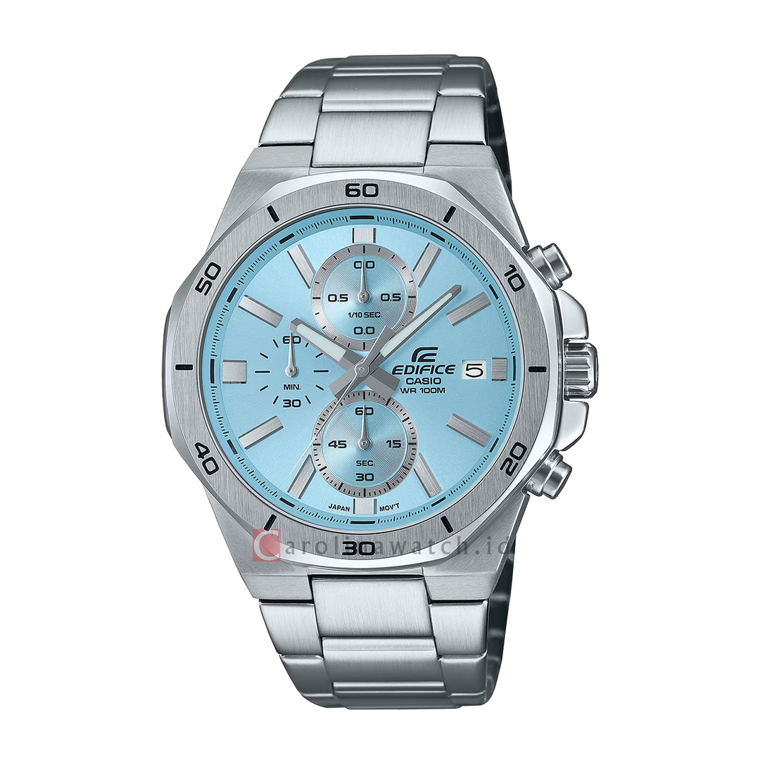 Jam Tangan Casio Edifice EFV-640D-2B Men Standard Chronograph Light Blue Dial Stainless Steel Band