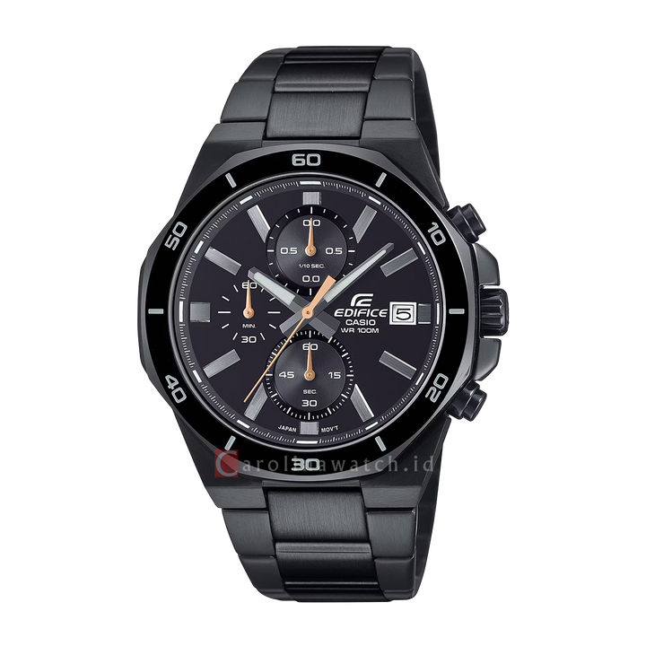 Jam Tangan Casio Edifice EFV-640DC-1A Men Standard Chronograph Black Dial Black Stainless Steel Strap