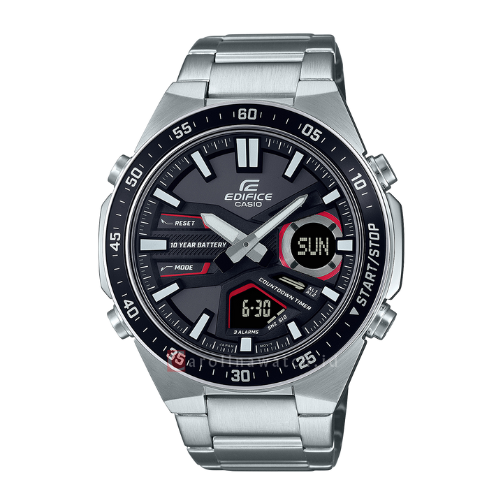 Jam Tangan Casio Edifice EFV-C110D-1A4 Black Digital-Analog Dial Stainless Steel Band