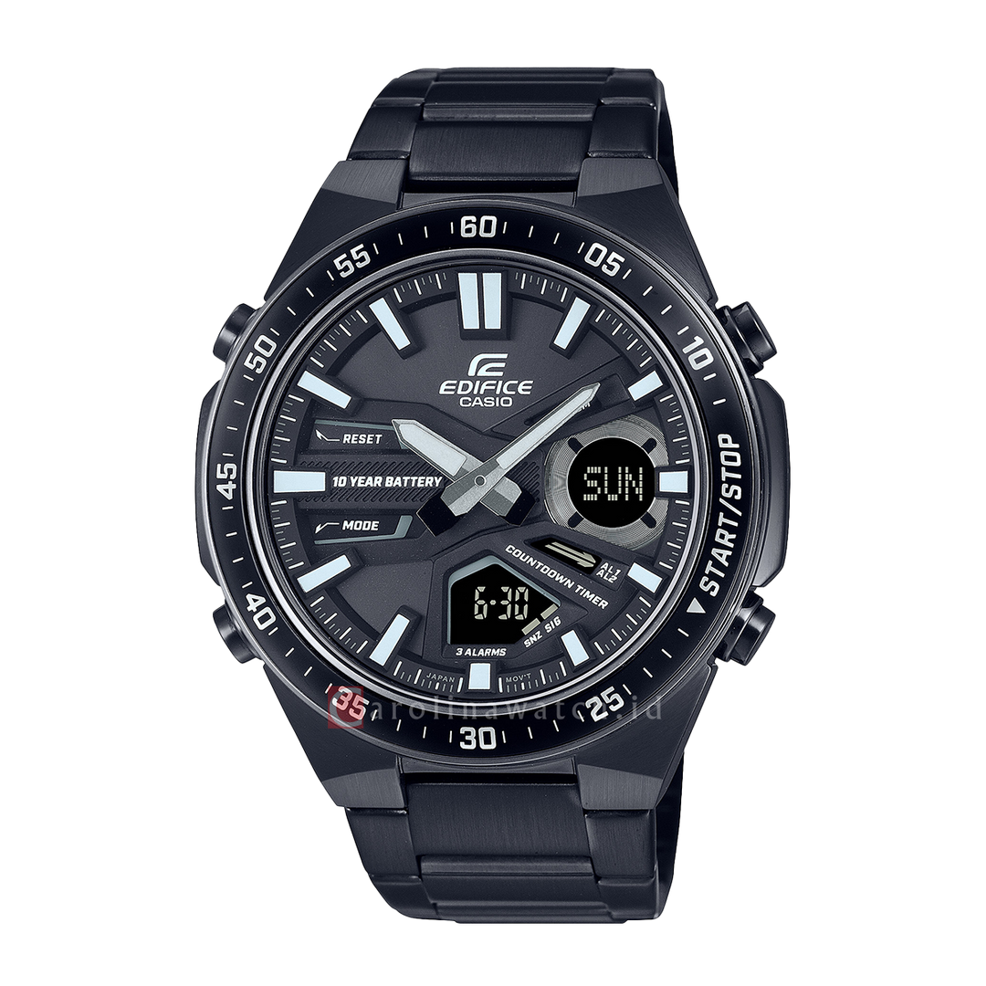 Jam Tangan Casio Edifice EFV C110DC 1A Men Black Dial Black Stainless Carolina Watch