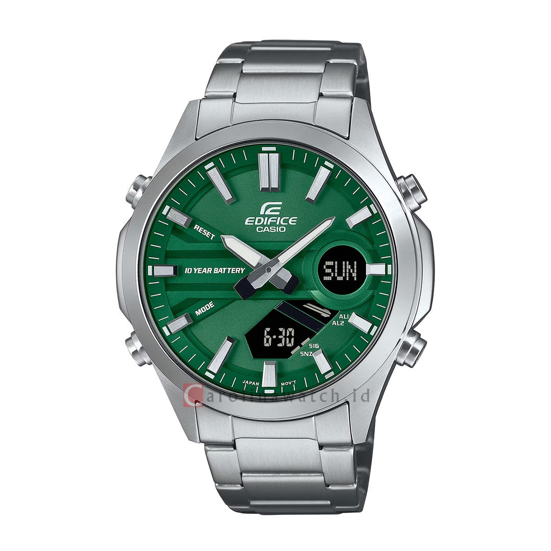 Jam Tangan Casio Edifice EFV-C120D-3A Men Green Digital Analog Stainless Steel Band