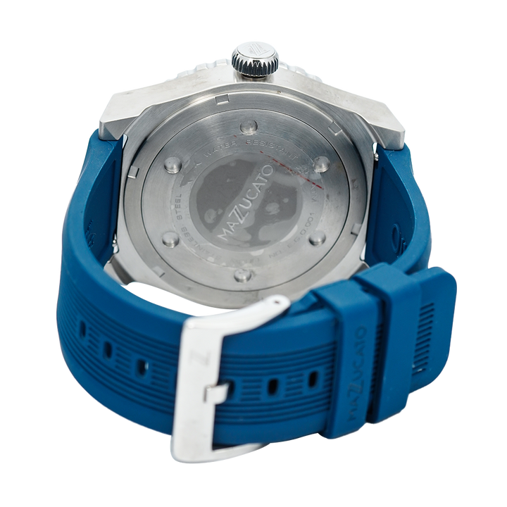 Jam Tangan Mazzucato EGO1MHV1 Men Silver Dial Blue Rubber Strap