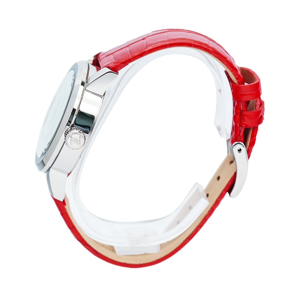 Jam Tangan Mazzucato EGO3LHV1 Women White Dial Red Leather Strap