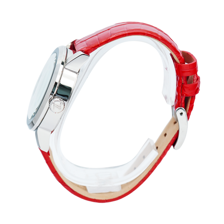 Jam Tangan Mazzucato EGO3LHV1 Women White Dial Red Leather Strap