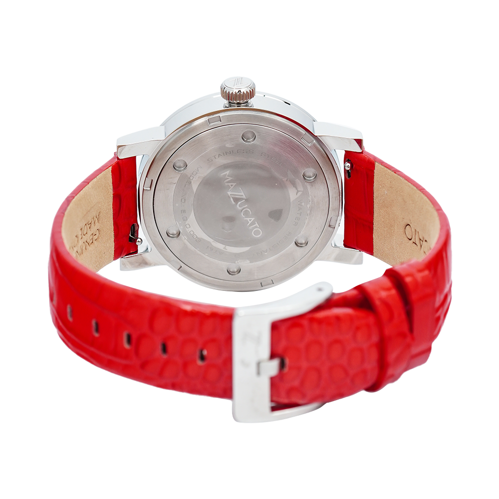 Jam Tangan Mazzucato EGO3LHV1 Women White Dial Red Leather Strap
