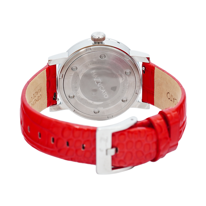 Jam Tangan Mazzucato EGO3LHV1 Women White Dial Red Leather Strap