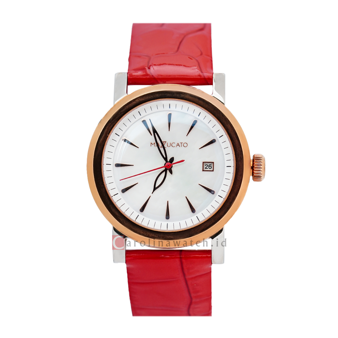 Jam Tangan Mazzucato EGO3LHV3 Women White Dial Red Leather Strap
