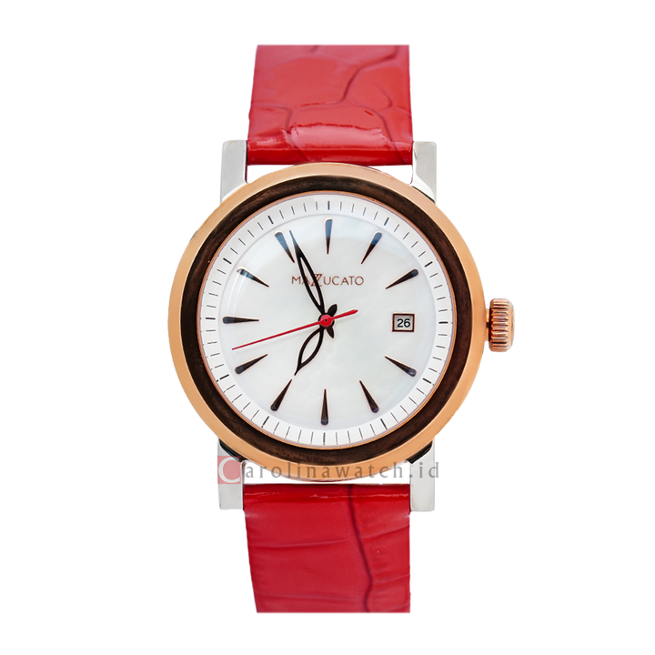 Jam Tangan Mazzucato EGO3LHV3 Women White Dial Red Leather Strap