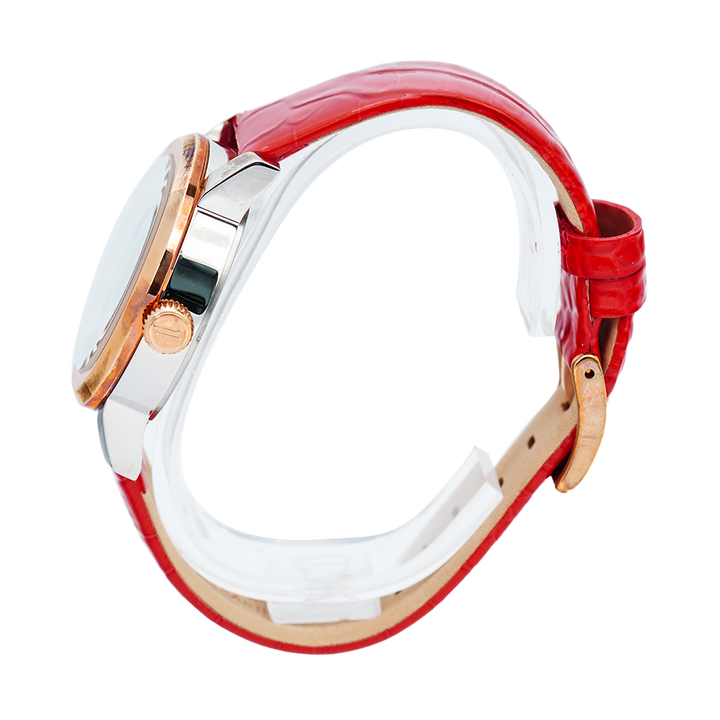 Jam Tangan Mazzucato EGO3LHV3 Women White Dial Red Leather Strap