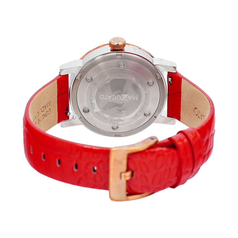 Jam Tangan Mazzucato EGO3LHV3 Women White Dial Red Leather Strap