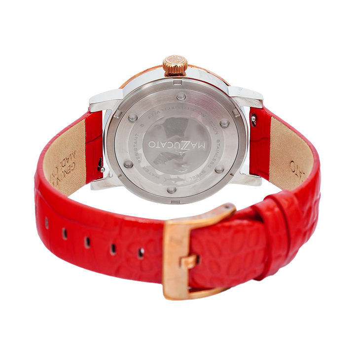 Jam Tangan Mazzucato EGO3LHV3 Women White Dial Red Leather Strap