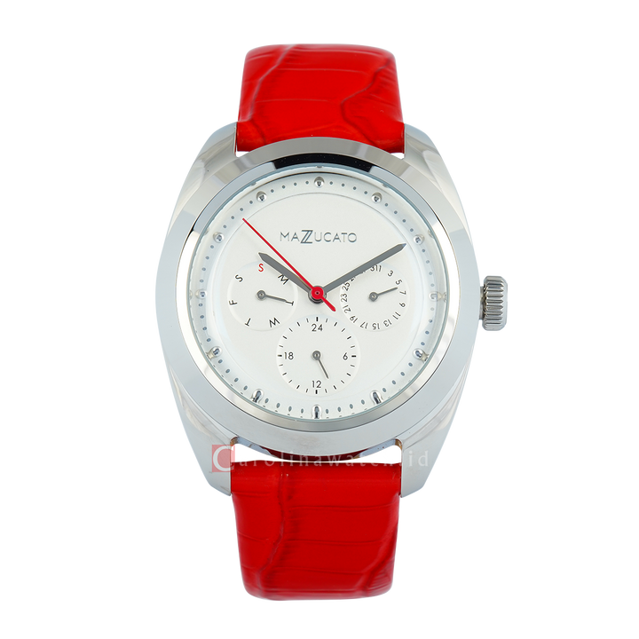 Jam Tangan Mazzucato EGO4LFV1 Women White Dial Red Leather Strap