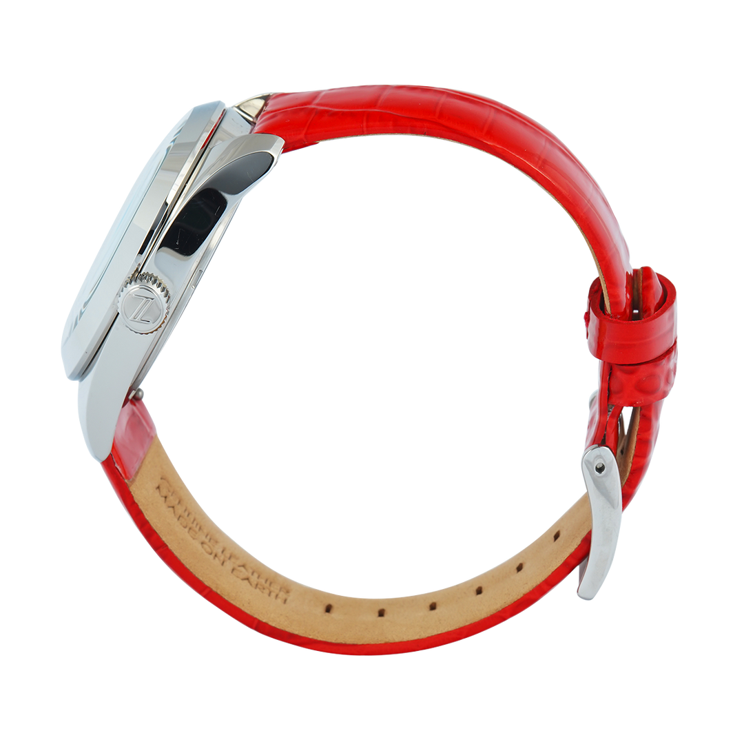 Jam Tangan Mazzucato EGO4LFV1 Women White Dial Red Leather Strap