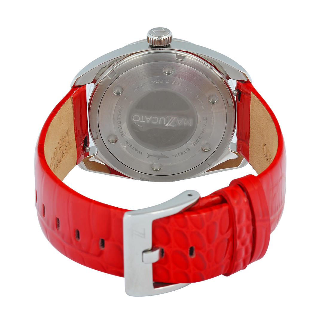 Jam Tangan Mazzucato EGO4LFV1 Women White Dial Red Leather Strap