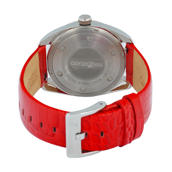 Jam Tangan Mazzucato EGO4LFV1 Women White Dial Red Leather Strap