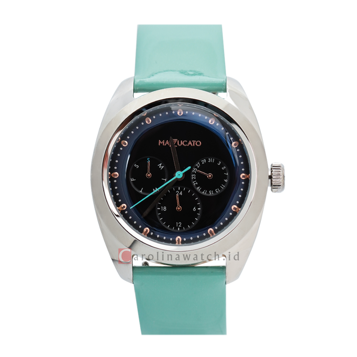 Jam Tangan Mazzucato EGO4LFV2 Women Black Dial Turquoise Leather Strap