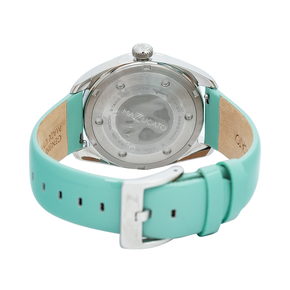 Jam Tangan Mazzucato EGO4LFV2 Women Black Dial Turquoise Leather Strap
