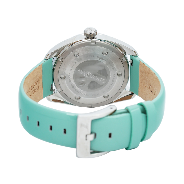 Jam Tangan Mazzucato EGO4LFV2 Women Black Dial Turquoise Leather Strap