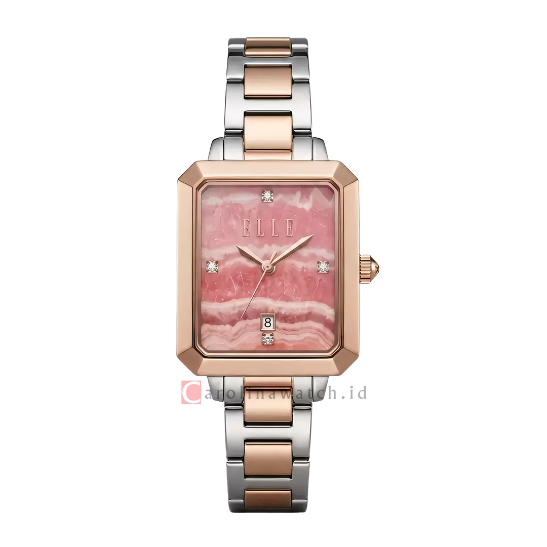 Jam Tangan ELLE FÉLICITÉ EL010-3SRG11B18 Women Pink Dial Dual Tone Stainless Steel Strap
