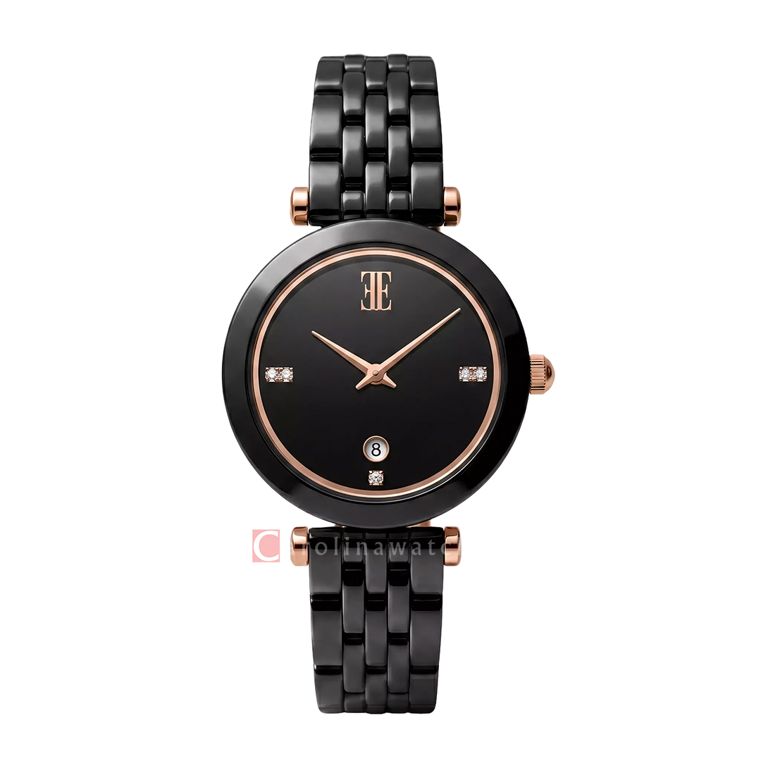 Jam Tangan ELLE Reine EL011-3CE03C03 Women Black Dial Black Ceramic Strap