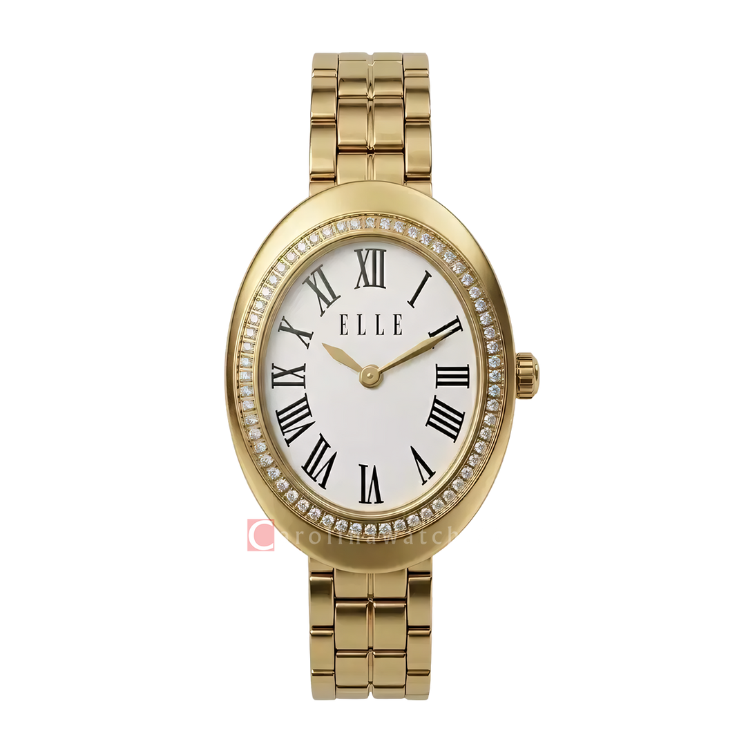 Jam Tangan ELLE ETERNELLE EL013-6G01B10 Women White Dial Gold Stainless Steel Strap